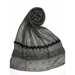 Designer Cotton Women's Stole -Dark Grey